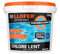 Galets de Chlore Lent 250g - Haute Teneur en Chlore (90%) - Seau de 3kg - chloration permanente hautement Efficace Contre Les bactéries, fabriquer en Europe