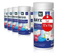 Galets de Chlore Multifonctions 200g 5en1 Bayzid® en Sceaux de 1 KG x 12 pour l'Entretien de votre Piscine
