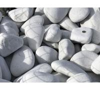 Galets marbre blanc 60/100 pour extérieur de jardin - Big Bag 350kg (4m²)
