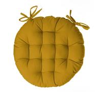 Atmosphera - Galette de Chaise Ronde en Coton Jaune Moutarde D38 cm