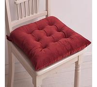 Galette de Chaise 45x45 Lot de 2, Coussins de Chaise D'IntéRieur, Coussin de Chaise Dehoussable avec Lien, Coussin Assise MéMoire de Forme pour Cuisine Salon Patio Jardin Rouge