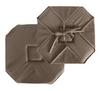 Galette de chaise à rabats et nouettes Taupe 40x40 cm