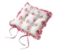Galette de chaise à volants - 40x40 cm - Réversible - 100% coton - Rose Pois et Cupcake - HOMESCAPES