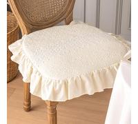 Galette de chaise antidérapante de luxe coussin de chaise de salle à manger décoratif avec attaches Coussin d'assise confortable en coton pour cuisine/salle à manger 40 x 40 cm Beige
