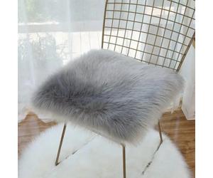 Galette de Chaise Carré Fausse Fourrure 40x40 Cyan