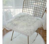 Galette de Chaise Carré Fourrure Blanche 45x45cm