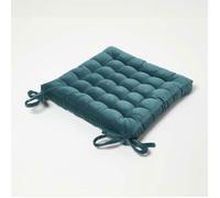 Galette de chaise en velours 40x40 cm - Vert émeraude - 100% coton - HOMESCAPES
