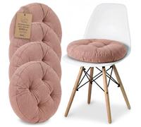Galette de chaise Lot de 4 Coussins assise rond 40 cm - Dessus pour chaises interieur Coussin siege doux velours cotele Rose