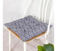 Galette de Chaise Imprimé à Vague Bleue 45x45x6cm
