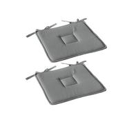 Galette de chaise - Lot de 2 - Coton Panama Gris - 40x40x2.5 cm