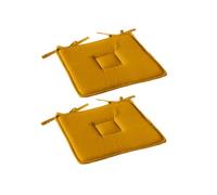 Galette de chaise - Lot de 2 - Coton Panama - Jaune - 40x40x2.5 cm
