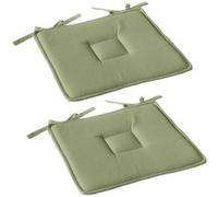 Galette de chaise - Lot de 2 - - Coton Panama - 40x40x2,5 cm - Vert foncé