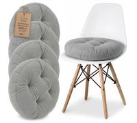 Galette de chaise Lot de 4 Coussins assise rond 40 cm - Dessus pour chaises interieur Coussin siege doux velours cotele Gris