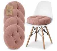 Galette de chaise Lot de 4 Coussins assise rond 40 cm - Dessus pour chaises interieur Coussin siege doux velours cotele Rose