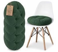Galette de chaise Lot de 4 Coussins assise rond 40 cm - Dessus pour chaises interieur Coussin siege doux velours cotele Vert