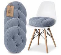 Galette de chaise Lot de 4 Coussins assise rond 40 cm - Dessus pour chaises interieur Coussin siege doux velours cotele Bleu jean