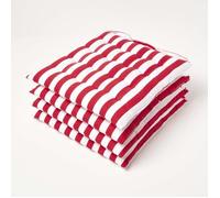 Galette de chaise - Lot de 4 - Rayures rouges - 40x40 cm - 100% coton - Intérieur Extérieur - HOMESCAPES