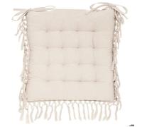 Galette de chaise ""Macra"" en macramé blanc ivoire 40x40cm - Atmosphera Créateur d'intérieur