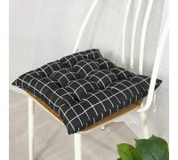 Galette de Chaise Noire à Carreaux 40x40x6cm