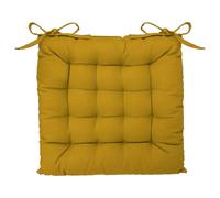 Atmosphera – Galette de chaise en coton Jaune moutarde 38 x 38 cm