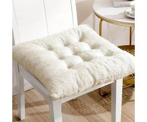 Galette de Chaise Peluche Blanche 40x40cm