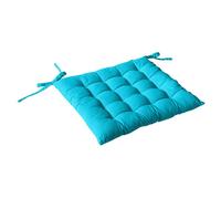 Galette de Chaise Piquée 16 Points en Coton et Nouettes Turquoise 38 x 38 x 3 cm