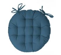 Atmosphera - Galette de Chaise Ronde en Coton Bleu Canard D38 cm