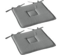Galette de chaise Toilinux - Lot de 2 - Coton Panama Gris - 40x40x2.5 cm