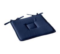 Galette plate unie avec passepoil et nouettes Bleu Marine 40x40 cm