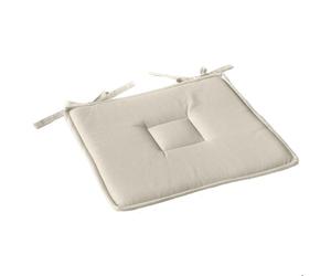 Galette plate unie avec passepoil et nouettes Ecru 40x40 cm