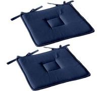 Galettes de chaise Toilinux - Lot de 2 - Coton PANAMA - Bleu foncé - 40x40 cm bleu