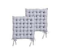 Galettes de chaise tressées - Lot de 2 - - Coton - Gris - 40x40x4 cm