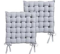 Galettes de chaise tressées - Lot de 2 - Toilinux - Coton - Gris - 40x40x4 cm