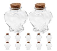 GALPADA 12 Pièces Bouteille en Verre de Cœur avec Bouchon Liège, Mini Flacon Romantique pour Décoration de Mariage et Projets Artisanaux en Verre et Bois