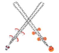 GALPADA 2 Pièces Collier Pendentif Facile à Suspendre en Fer et Résine Halloween avec Breloque Citrouille et Crâne pour Ajouter une Ambiance Halloween Lors de Fêtes Maison