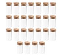 GALPADA 25pièces Lot Mini Bocaux Verre avec Bouchon Liège Flacons Transparents pour Souhaits Rangement Thé et Décoration Fête