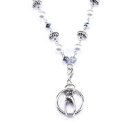 GALPADA 2pcs Chaînes Porte-badge en Verre et Perles Synthétiques Argentées, Style Élégant et Simple, Accessoires pour Téléphone Portable, Présent pour Famille et Amis