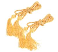 GALPADA 2pcs Cordons à Pompons Dorés Tissés en Polyester pour Décoration de Fête, Solide Auditoriums et Cérémonies de Remise de Diplômes