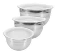 GALPADA 3 Pièces Bols Mélangeurs avec Couvercles en Acier Inoxydable | Argenté, Usage Snack et Salade, pour Hôtel et Restaurant, Pratique et Polyvalent