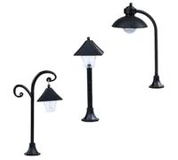 GALPADA 3 Pièces Lampe Modèle Lampadaire Miniature Noir en Pvc pour | Décoration de Lampadaire, Ornement Lumineux Modèle, Pile Incluse, pour Mini Paysage et Culture en Pot