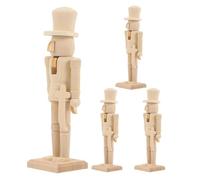GALPADA 4 Pièces Figurine Surface Lisse Plate Casse-Noisette en Bois de 18cm Beige Style Nordique Moderne Lors de Fêtes de Noël pour Activités Créatives et Peinture DIY