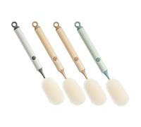 GALPADA 4pièces Brosse de Nettoyage à Manche Long pour Bouteilles Eau et Lait Lot de Goupillons Multifonctionnels avec Tête Éponge Douce