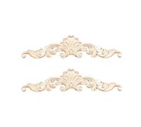 GALPADA Applique en Bois Sculpté Européen 2pcs Décorative Beige pour Porte et Mur, Motifs Gravés Délicats, Facile à Peindre, Décoration Meuble Naturel et Créative