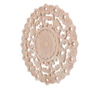 GALPADA Applique en Bois Sculpté Ronde Creuse pour Meubles et Miroirs, Décoration Intérieure Élégante en Bois Beige, Rénovation Rapide et Polyvalente