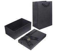 GALPADA Boîte Présent pour Festivals et Noël Noire Élégante en Papier et Polyester Coffret Carré Design Romantique et Raffiné pour Parfum et Rouge à Lèvres