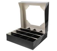 GALPADA Boîtes à Chocolats Boîtes à Dragées Noires Lot de 5 en Carton Fenêtre Transparente 16 Compartiments Carrés pour Pâtisserie et Fêtes