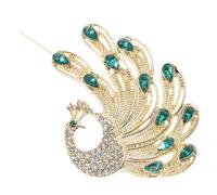 GALPADA Broche Paon en Cristaux pour Femme, Épingle de Sûreté Élégante, Accessoire pour Robe et Pull, Broche Fantaisie Colorée Verte, Bijou Décoratif pour Mariage et Tenue Quotidienne