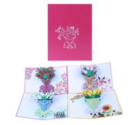 GALPADA Carte de Vœux 3d Rose Colorée en Papier Légère Détails Sculptés pour Anniversaire et Fête des Mères