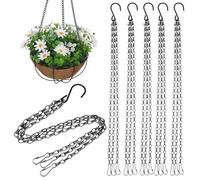 GALPADA Chaînes Suspendre Noires en Fer 3 Points pour Pots de Fleurs Jardin 6 Pièces Crochets Robustes, Support Pratique pour Lanterne et Mangeoire à Porche ou Clôture