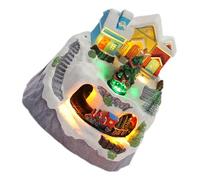 GALPADA Chalet de Noël Animé Lumineux avec Train Rotatif, Décor de Table | Plastique, Alimentation USB ou Piles, Câble USB Inclus, pour Bureau et Intérieur, Scène Hivernale